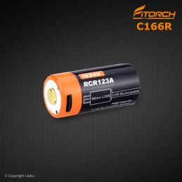 Batterie 16340 avec port USB